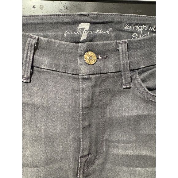 7 For All Mankind Womens Jeans Size 26 Distressed Mid Rise Super Skinny Ava - Picture 3 of 8